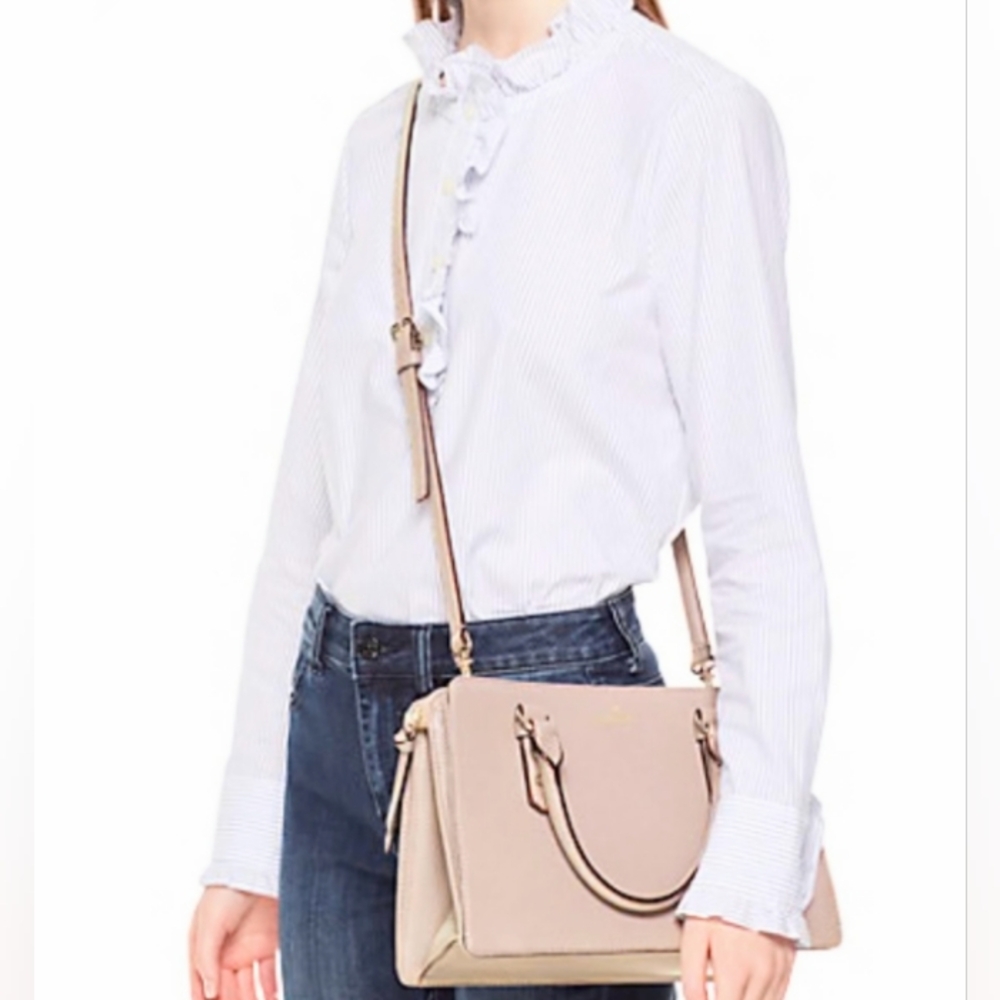 SOLD Kate Spade Mulberry Street Lise Pebbled Leather Crossbody Satchel, Cream - Picture 14 of 15